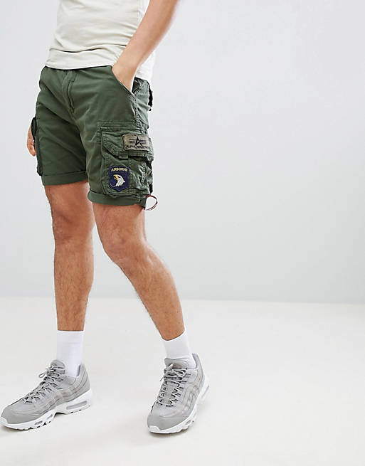 Alpha Industries Patch Cargo Shorts in Green | ASOS