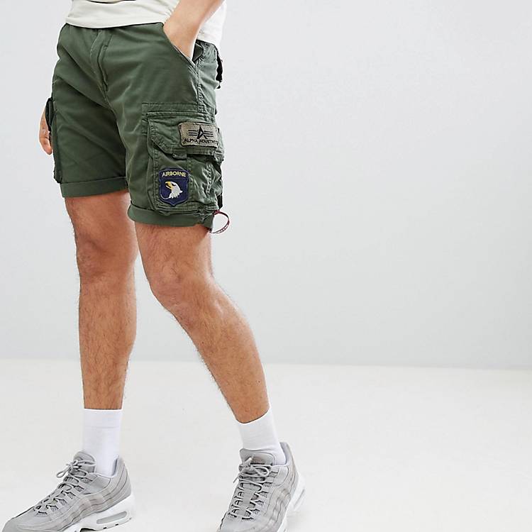 Alpha Industries Patch Cargo Shorts in Green | ASOS