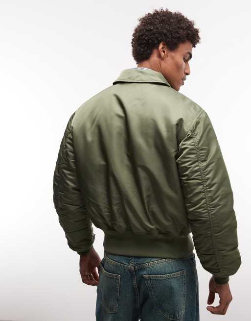 Alpha Industries patch detail bomber jacket in sage green, 5 of 5