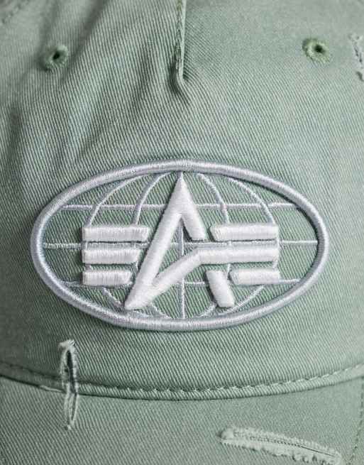 Alpha Industries - Pet met logo in lichtgroen met acid wash, 2 van 3