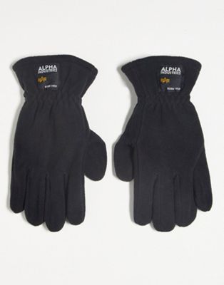 Alpha Industries polar fleece label gloves in black