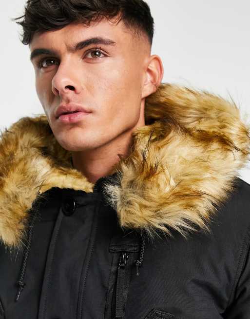 Alpha Industries - Polar SV - Bomberjack met rand van imitatiebont langs de capuchon in zwart, 3 van 4