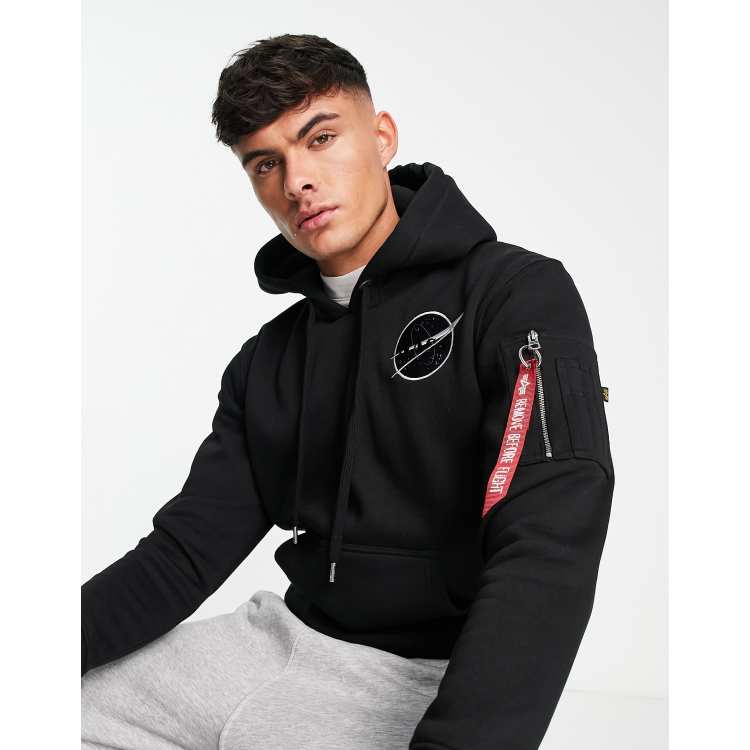 Alpha industries shop black print hoodie