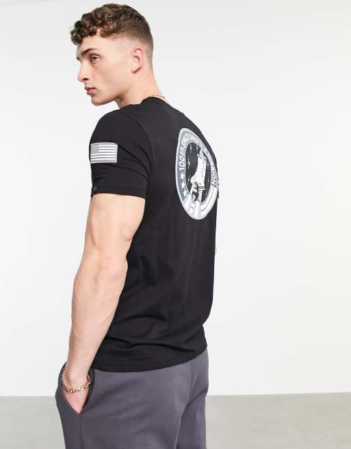 Alpha Industries - Regular-fit T-shirt met print van NASA shuttle in zwart