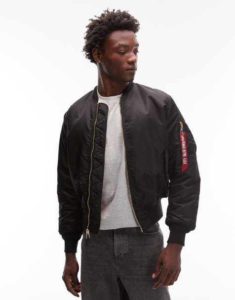 Alpha Industries reversible MA-1 heritage bomber jacket in black - view 1