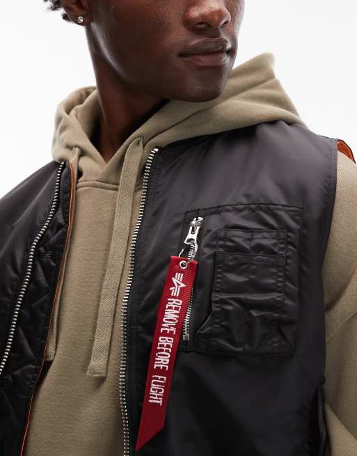 Alpha Industries reversible MA-1 heritage vest in black | ASOS