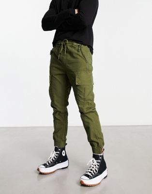 Alpha Industries ripstop tapered joggers in dark olive