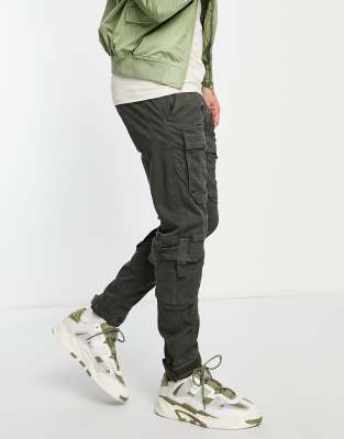 Alpha Industries sergeant multi pockets slim fit twill cargo joggers in ...