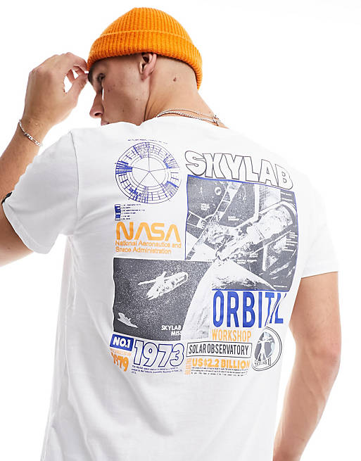 Alpha Industries Skylab NASA t-shirt with back print in white | ASOS