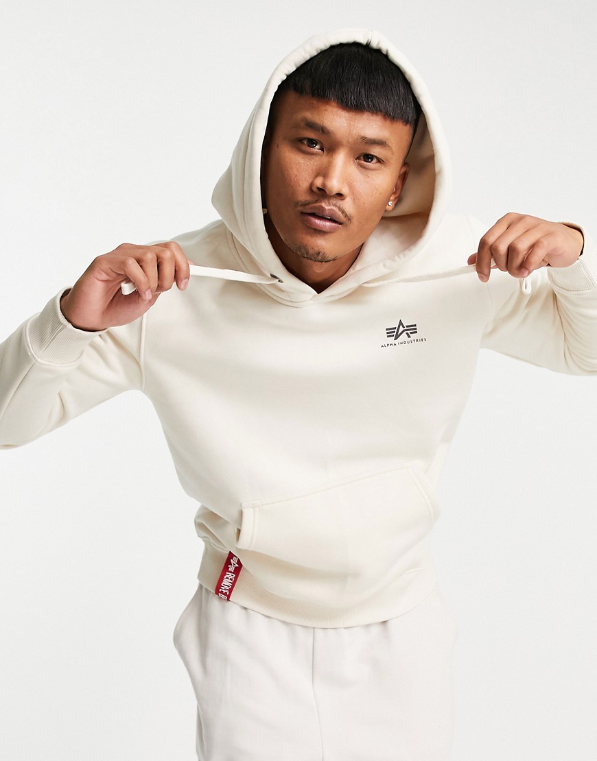 Alpha Industries small logo hoodie regular fit in jet stream white