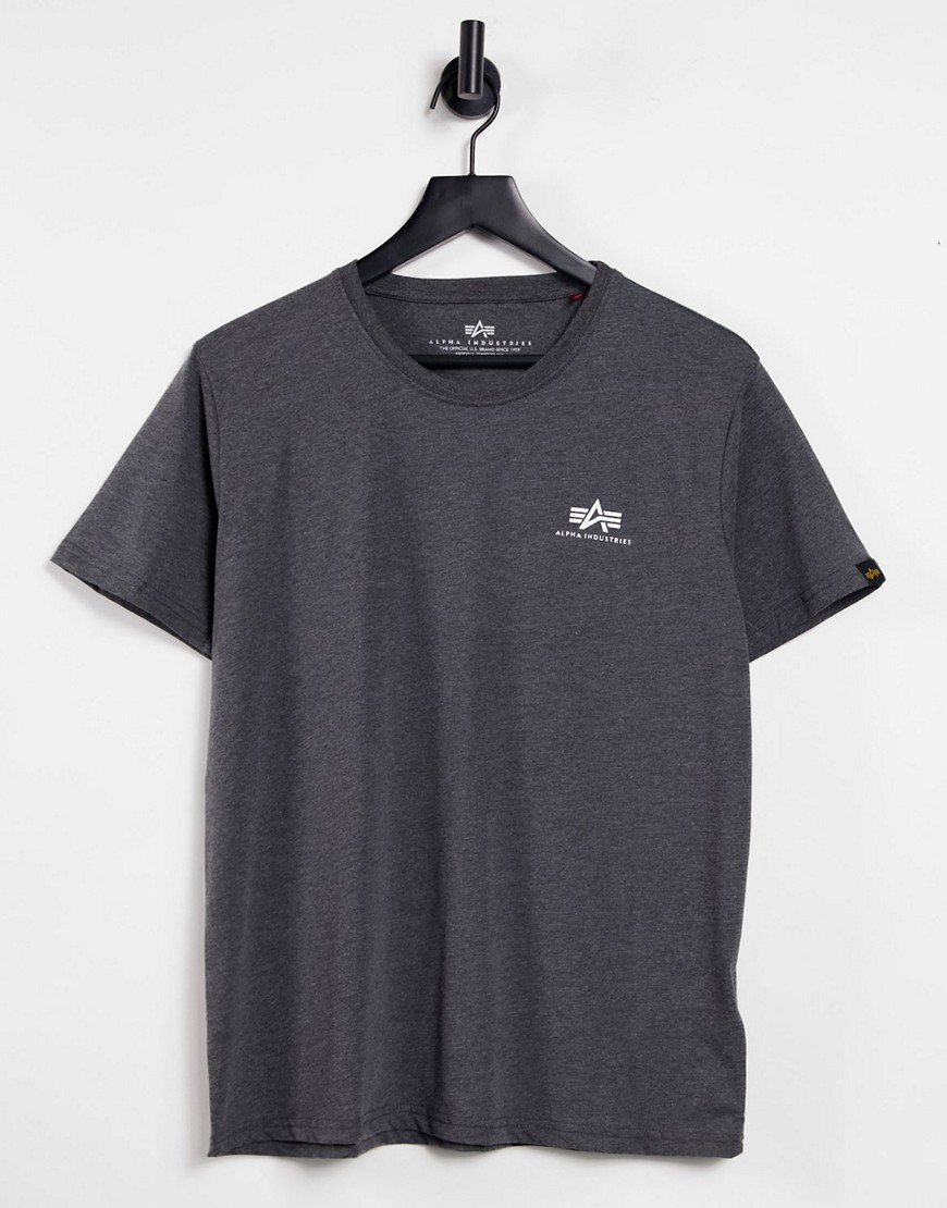 Alpha Industries small logo t-shirt regular fit in charcoal marl-Grey