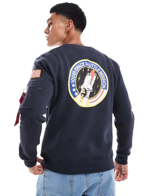 Alpha Industries space shuttle sweatshirt in navy nlue