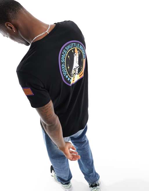 Alpha Industries - Space Shuttle - T-shirt met print op de achterkant in zwart
