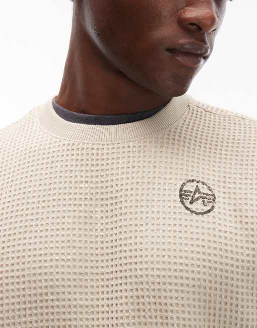 Alpha Industries Studio Edition Felpa color panna a nido d'ape