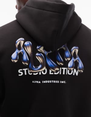 Alpha Industries Studio Edition logo hoodie in black