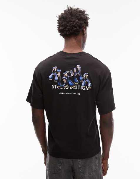 Alpha Industries – Studio Edition – T-Shirt in Schwarz mit Logo - view 1