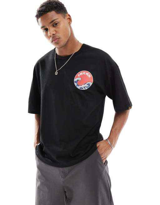 Alpha Industries – Svart avslappnad t-shirt med japanskt tryck, 4 av 4