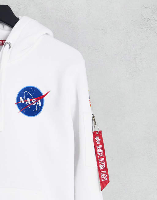 Alpha Industries - Sweat à capuche à imprimé navette spatiale NASA au dos - Blanc, 2 de 4