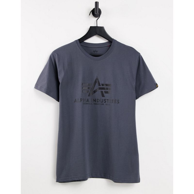VgpyV Novità Alpha Industries - T-shirt basic grigio nero con logo
