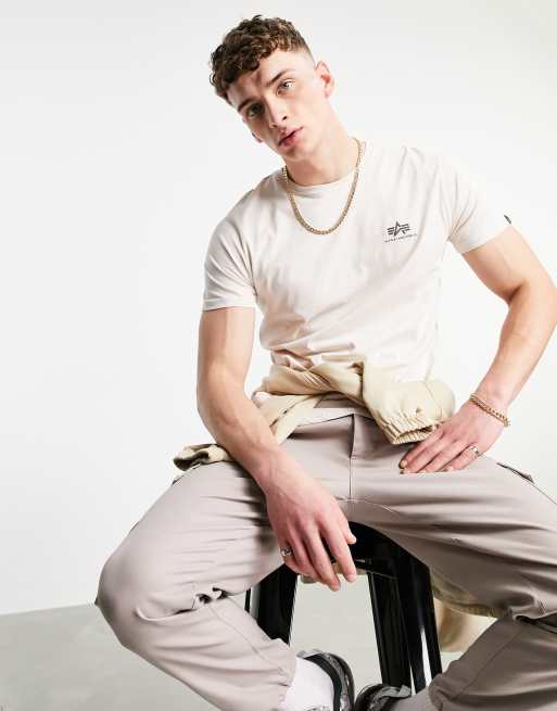 Alpha Industries - T-shirt con logo, colore bianco jet stream