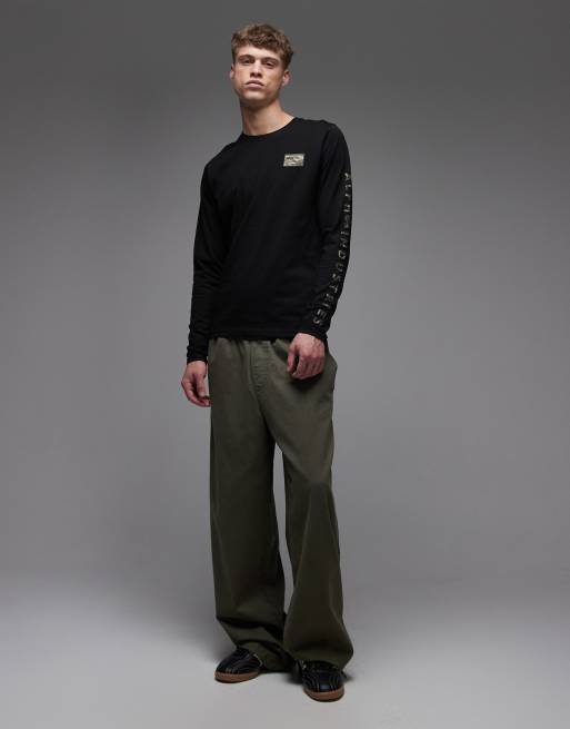 Alpha Industries - T-shirt en coton à manches longues avec détails sur le devant et les manches - Noir, 2 de 5