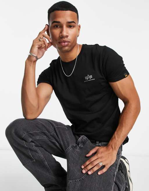 Alpha Industries - T-shirt met folielogo in zwart