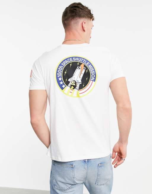 Alpha Industries - T-shirt met print van NASA shuttle op de achterkant in wit