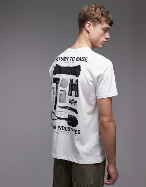 Alpha Industries - T-shirt met 'Return to Base'-print op de achterkant in wit - view 1