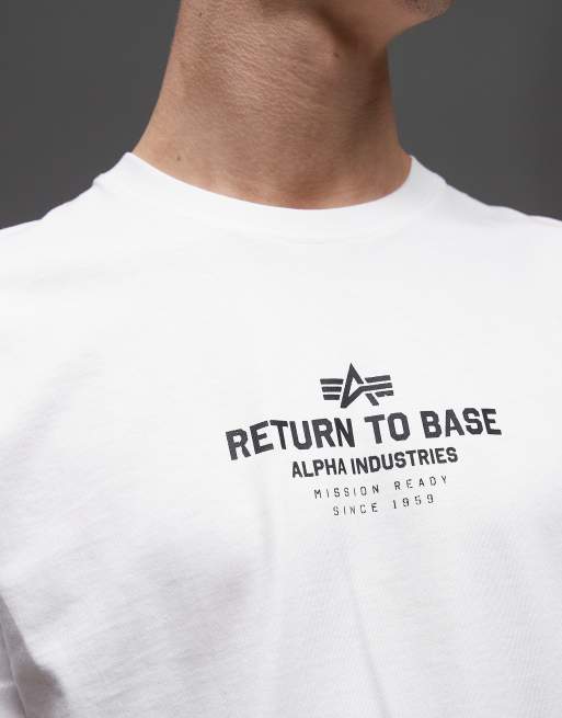 Alpha Industries - T-shirt met 'Return to Base'-print op de achterkant in wit, 5 van 5