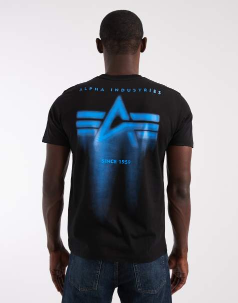 Alpha Industries - T-shirt nera con stampa di vernice spray - view 1