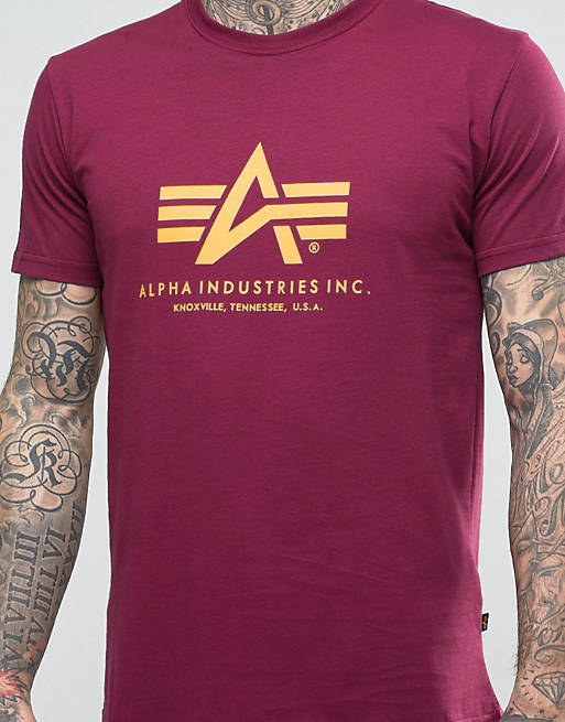 Alpha Industries T-Shirt With Logo In Regular Fit Burgundy | ASOS