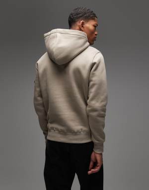 Alpha Industries tonal logo hoodie in stone