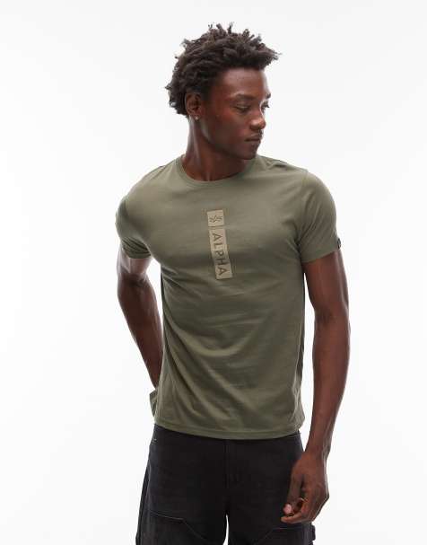 Alpha Industries tonal logo t-shirt in green - view 1