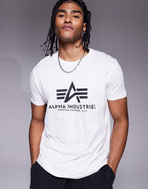 Alpha Industries – Vit t-shirt med logga framtill - view 1