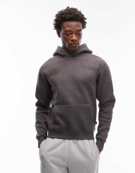 Alpha Industries – World – Kapuzenpullover in Grau mit Logoprint - view 1