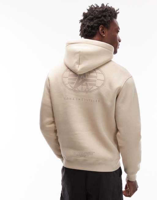 Alpha Industries – World Pack – Kremowa bluza z kapturem i nadrukiem z logo, 3 z 5