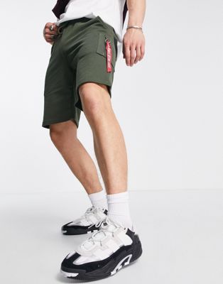 Alpha Industries X-Fit cargo sweat shorts co-ord in dark green
