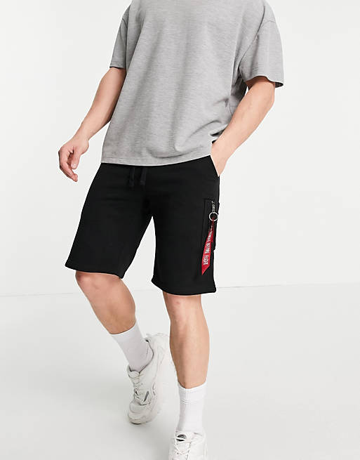 Alpha Industries X-Fit cargo sweat shorts in black | ASOS