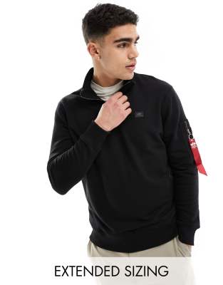 Alpha Industries X-fit half zip sweatshirt in black