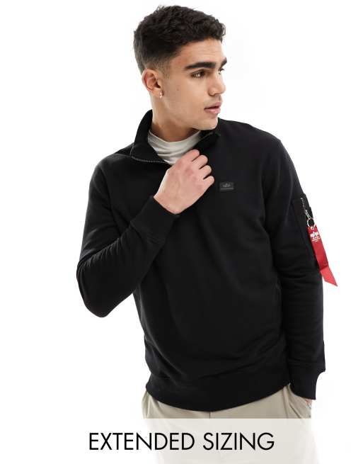 Alpha Industries X fit half zip sweatshirt in black