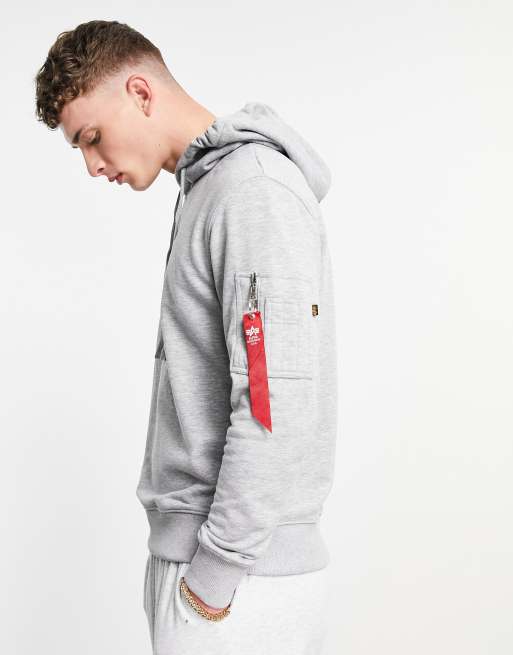 Alpha Industries - X-Fit - Sweat à capuche - Gris chiné