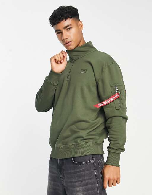 Alpha Industries - X-Fit - Sweat à demi-fermeture éclair - Vert foncé