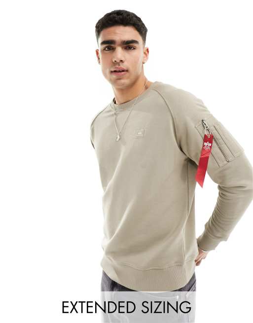 Alpha Industries – X-Fit – Sweatshirt in Vintage-Sand mit Rundhalsausschnitt