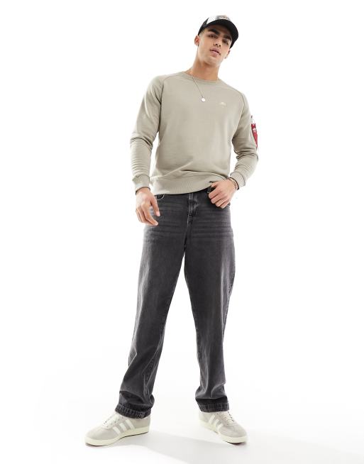 Alpha Industries - X-Fit - Vintage-sandfarvet sweatshirt med rund hals, 2 af 4
