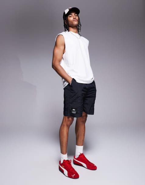 Alpha logo cargo short in black - view 1