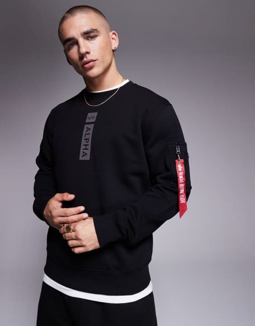 Alpha - Sort sweatshirt med logoprint på brystet