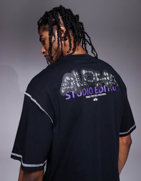Alpha - Sort T-shirt med boble-logoprint på ryggen - view 1