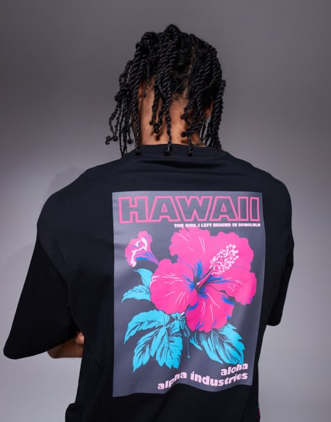 Alpha – Svart t-shirt med blommigt tryck baktill - view 1