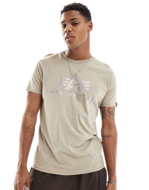 Alpha T Shirt in Vintage Sand mit Logo auf der Brust ASOS