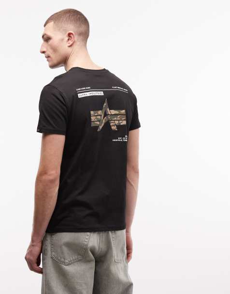 Alpha - T-shirt nera con etichetta mimetica sul retro - view 1
